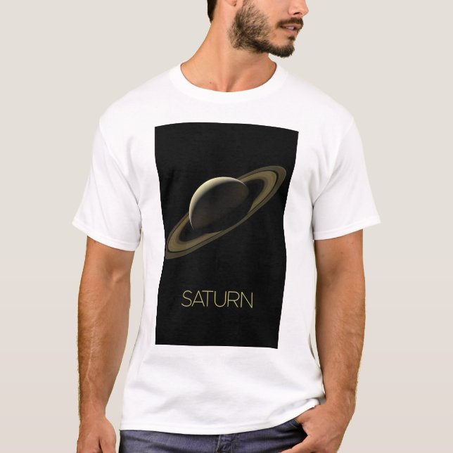 Outer Space, Galaxy, Solar System, Planet Saturn T-Shirt (Front)