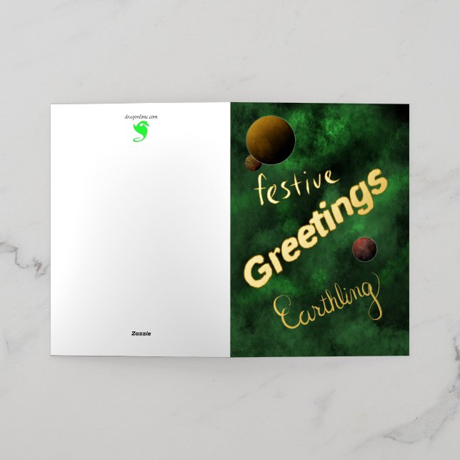 Outer Space Greetings, Funny Christmas Card (Outside Laydown)