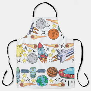 Outer Space: Hand-Drawn Vintage Doodles Apron