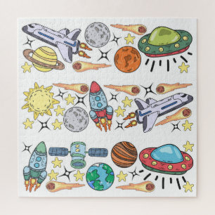 Outer Space: Hand-Drawn Vintage Doodles Jigsaw Puzzle