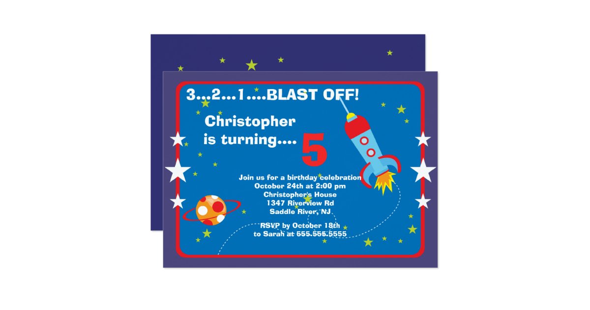 Outer Space Kids Birthday Party Invitation Zazzle.co.nz