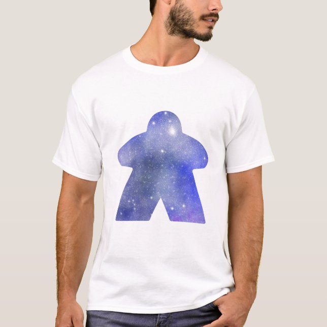 Outer Space Meeple in Blue T-Shirt (Front)