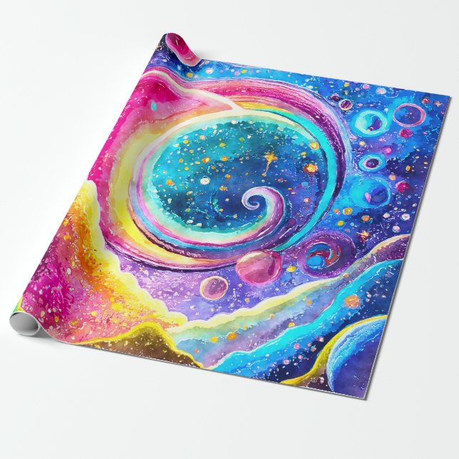 OUTER SPACE | MODERN GALAXY WRAPPING PAPER (Unrolled)