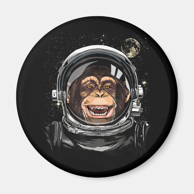 Outer Space Monkey Astronaut Wild Zoo Animal Face  Magnet (Front)