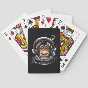Outer Space Monkey Astronaut Wild Zoo Animal Face  Playing Cards