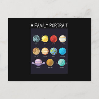 Outer Space Nerd Solar System Planets Sun Moon Cha Postcard