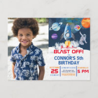 Outer space Party Astronaut Birthday Invitation