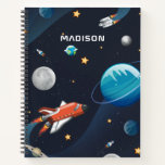 Outer Space Pattern Galaxy Rocket Stars Shuttle Notebook<br><div class="desc">Cute outer space Mouse Pad you can add a name to make it personal. Check out the other items in this collection below like the luggage tags, pens, and backpacks to match this cute Mouse Pad for your office needs. Add a name by clicking the "Personalise" link above. Also, you...</div>
