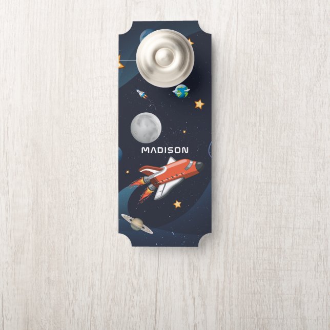 Outer Space Pattern Shuttle in Galaxy Door Hanger (On Knob)