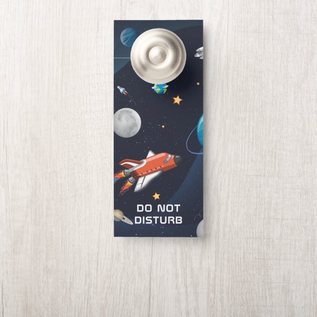 Outer Space Pattern Shuttle in Galaxy Planet Door Hanger (On Knob)