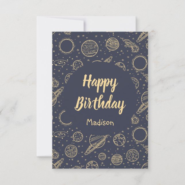 Outer Space Personalised Birthday Card (Front)