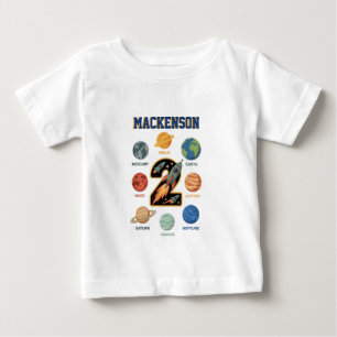 Outer space personalised name 2nd Birthday party  Baby T-Shirt