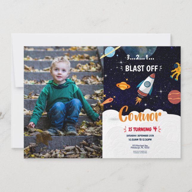 Outer Space Photo - ANY AGE Birthday Invitation  (Front)