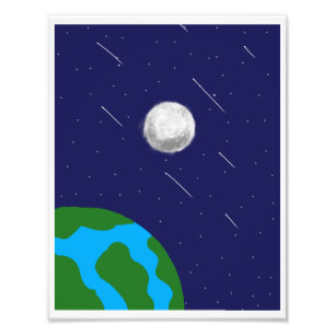 Outer space Planet and Moon acrylic puzzle Photo Print