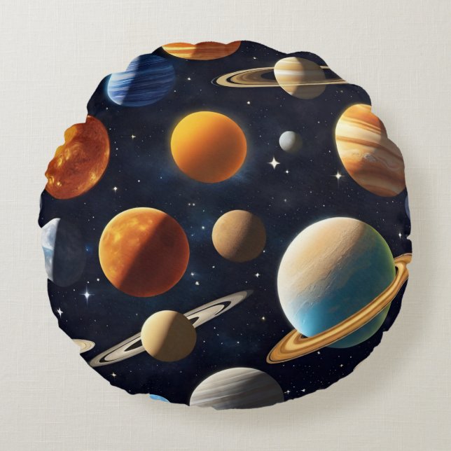 Outer Space Planets 2 Round Cushion (Front)