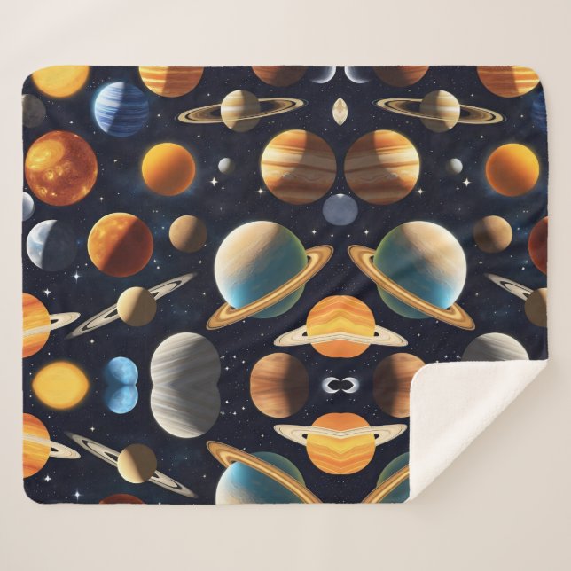 Outer Space Planets 2 Sherpa Blanket (Front (Horizontal))