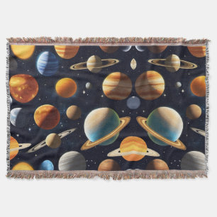 Outer Space Planets 2 Throw Blanket