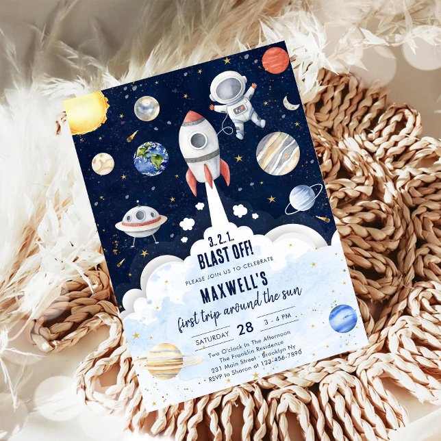Outer Space Planets Astronaut Boy Birthday Invitation (Creator Uploaded)