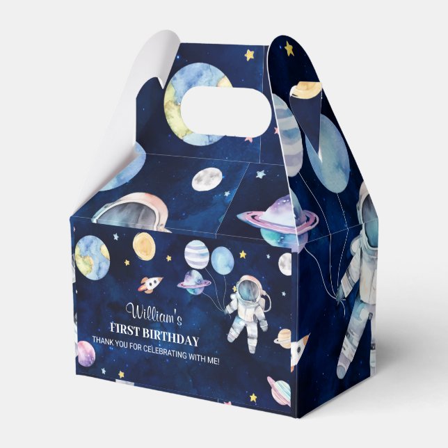 Outer Space Planets Birthday Party Favour Box (Front Side)