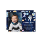 Outer Space Planets Birthday Photo Thank You Card