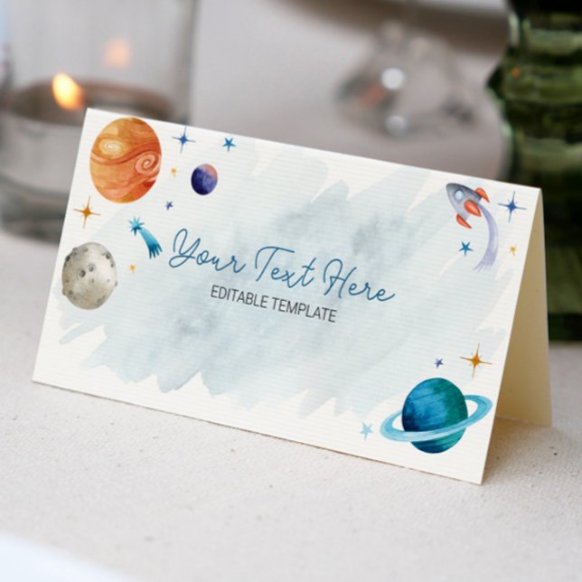 Outer Space Planets Birthday Place Card (Creator Uploaded)