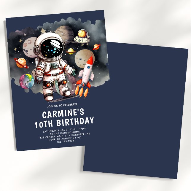 Outer Space Planets Boy 10th Birthday Invitation (Creator Uploaded)