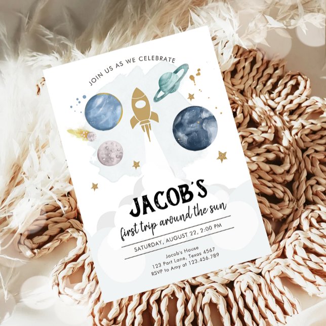 Outer Space Planets Boy First Birthday Invitation (Creator Uploaded)