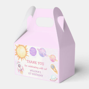 Outer Space Planets Boy Galaxy First Trip Birthday Favour Box