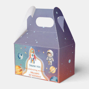 Outer Space Planets Boy Galaxy First Trip Birthday Favour Box