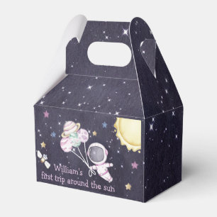Outer Space Planets Boy Galaxy First Trip Birthday Favour Box
