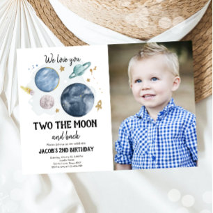 Outer Space Planets Boy Second Birthday Invitation