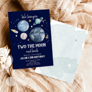 Outer Space Planets Boy Second Birthday Invitation