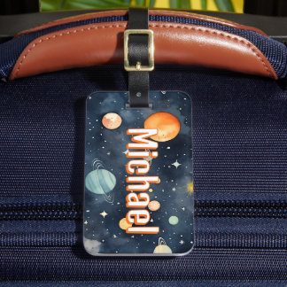Outer Space Planets Boys School Bag Tag