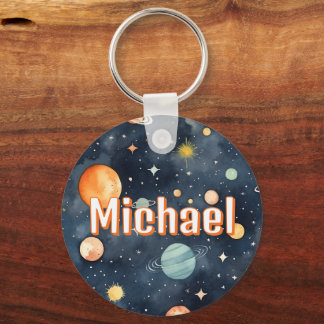 Outer Space Planets Boys School Bag Tag Key Ring