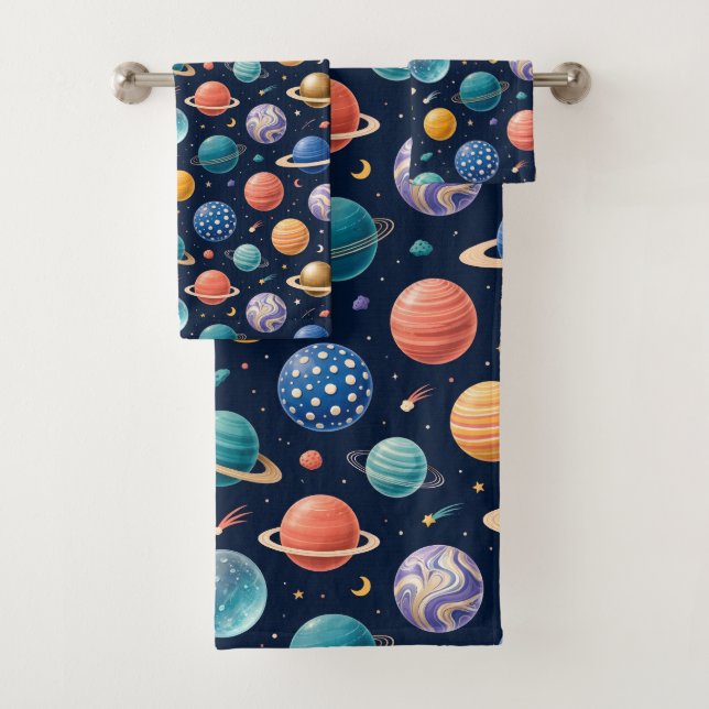 Outer Space Planets Boy's Towel Set (Insitu)
