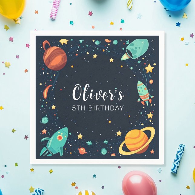 Outer Space Planets Galaxy Birthday  Napkin (Creator Uploaded)