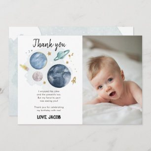 Outer Space Planets Galaxy Boy Thank You Card