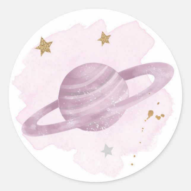 Outer Space Planets Galaxy Favour Gift Cupcake Classic Round Sticker (Front)