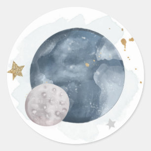 Outer Space Planets Galaxy Favour Gift Cupcake Classic Round Sticker
