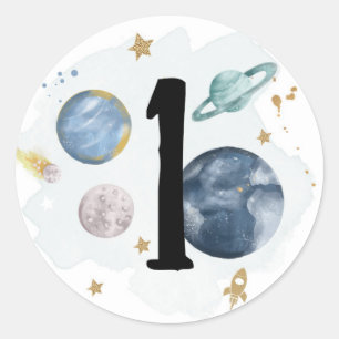 Outer Space Planets Galaxy Favour Gift Cupcake Classic Round Sticker