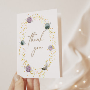 Outer Space Planets - Girls 1st Birthday Thank You Card