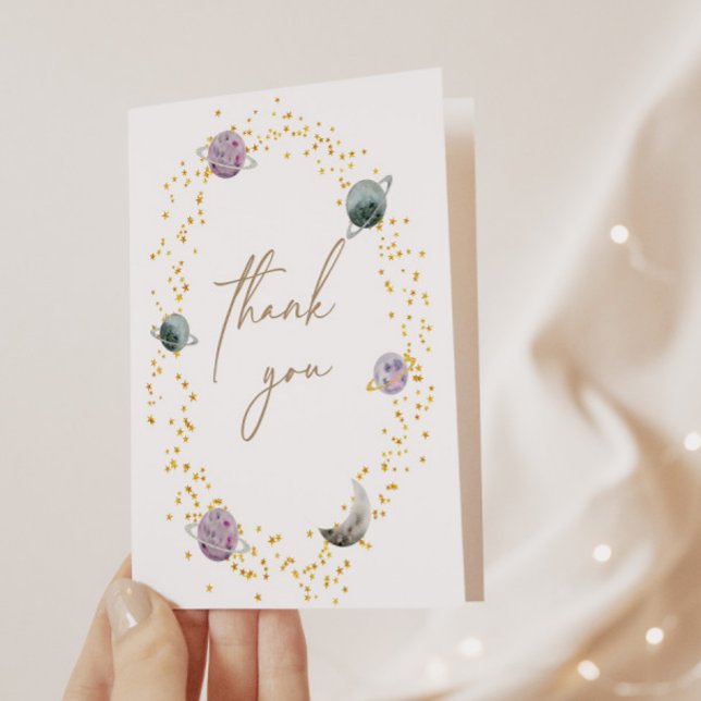 Outer Space Planets - Girls 1st Birthday Thank You Card (Creator Uploaded)