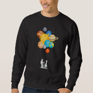 Outer space planets love spaceman  balloon spacema sweatshirt