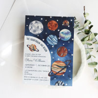Outer Space Planets Navy Blue Boy Baby Shower