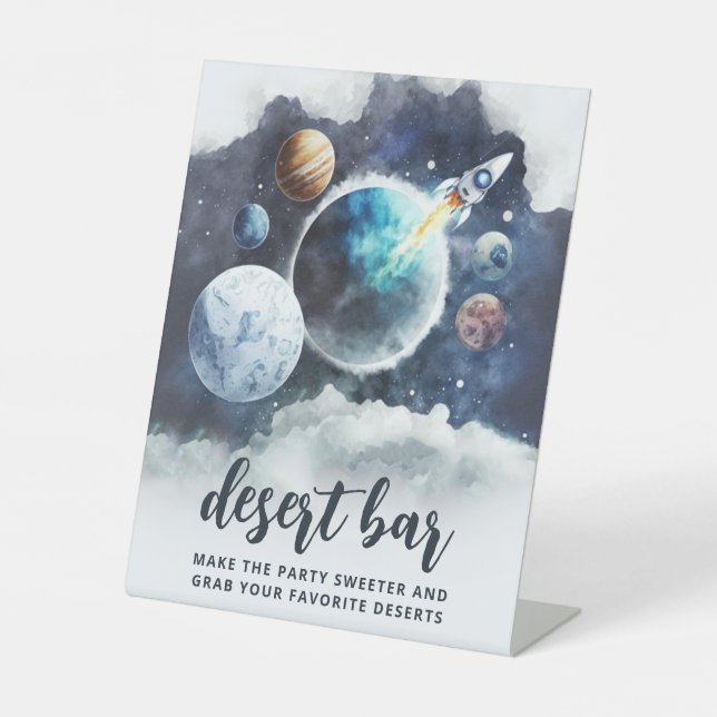 Outer Space Planets Rocket Birthday Custom Sign (Front)