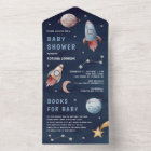 Outer Space Planets Rocket Navy Blue Baby Shower