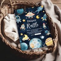 Outer Space Planets Rocket Navy Diapper Raffle