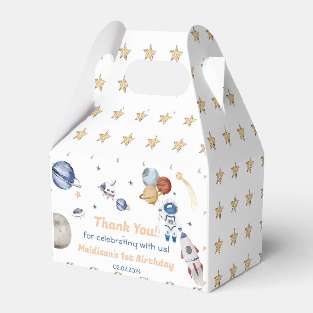 Outer Space Planets & Rocket Ship Birthday Party Favour Box (Front Side)