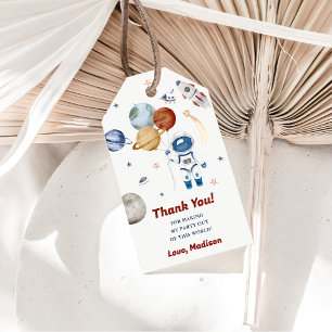 Outer Space Planets Rocket Ship Thank You Gift Tag