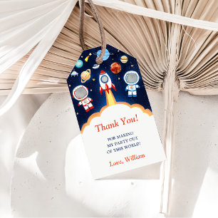 Outer Space Planets Rocket Ship Thank you Gift Tag